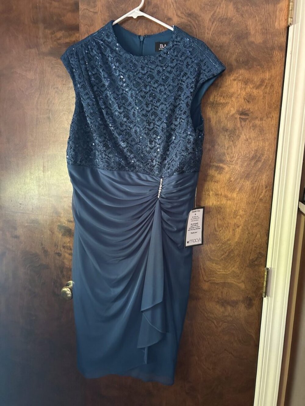 B&A by Betsy and Adam Teal Sequin Cocktail Dress, Size 16 — NWT